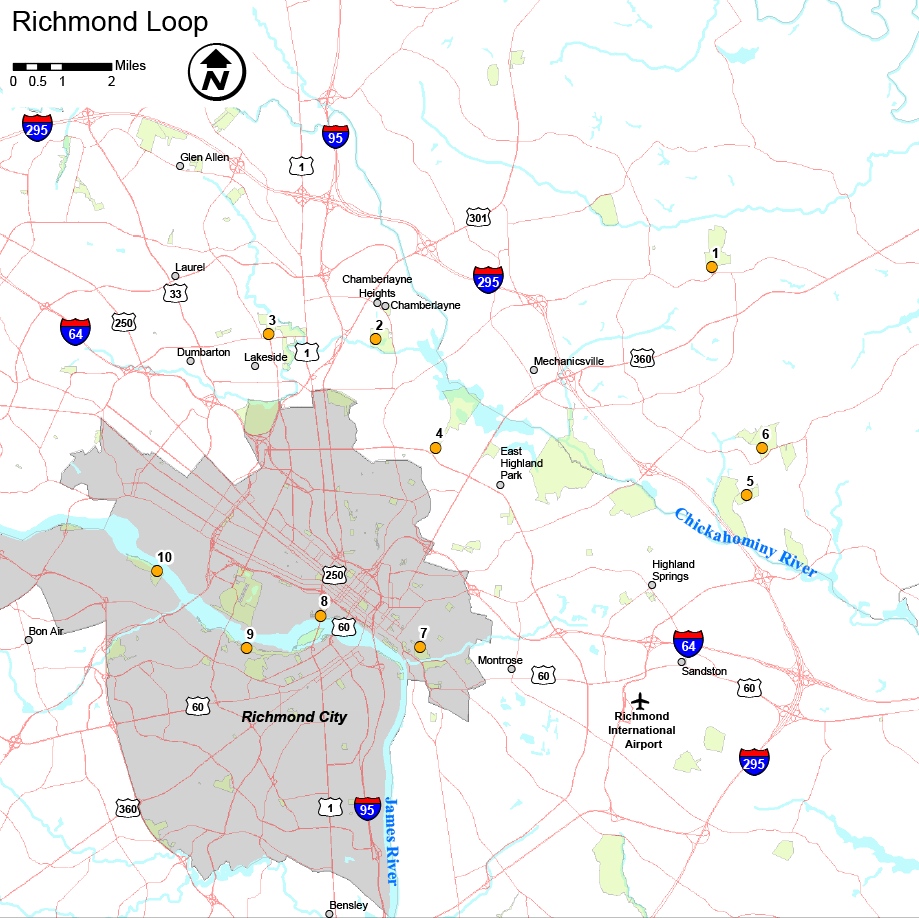 Cliquez pour ouvrir un PDF de la carte de la boucle de Richmond
