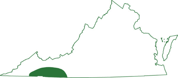 Carte de l'aire de répartition de la salamandre à deux lignes de la crête bleue