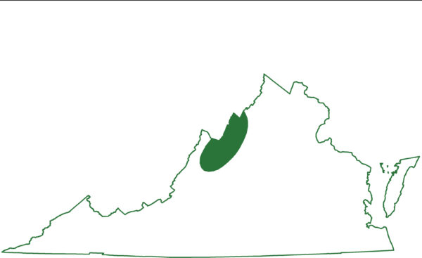 Carte de l'aire de répartition de la salamandre de Cow knob cliquez pour ouvrir