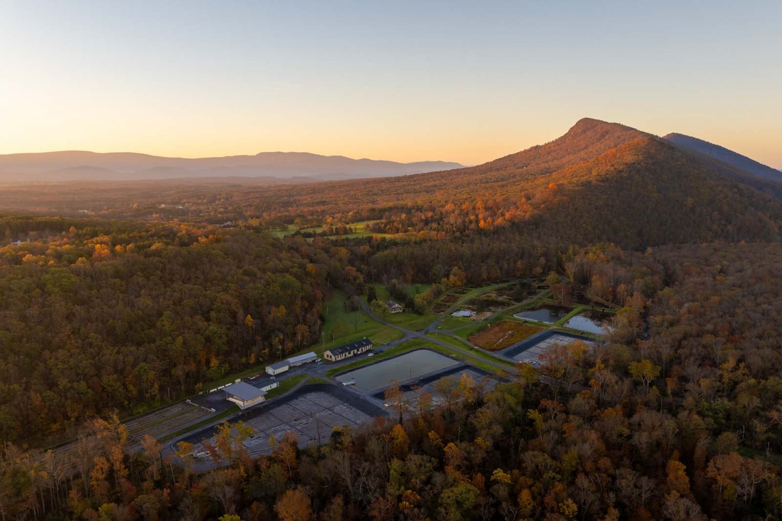 Vue aérienne de la station de pisciculture de Front Royal