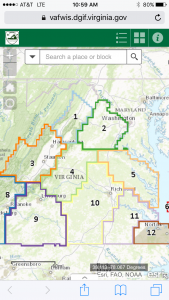 Une image de vafwis.dgif.virginia.gov et des emplacements des îlots d'observation des oiseaux.