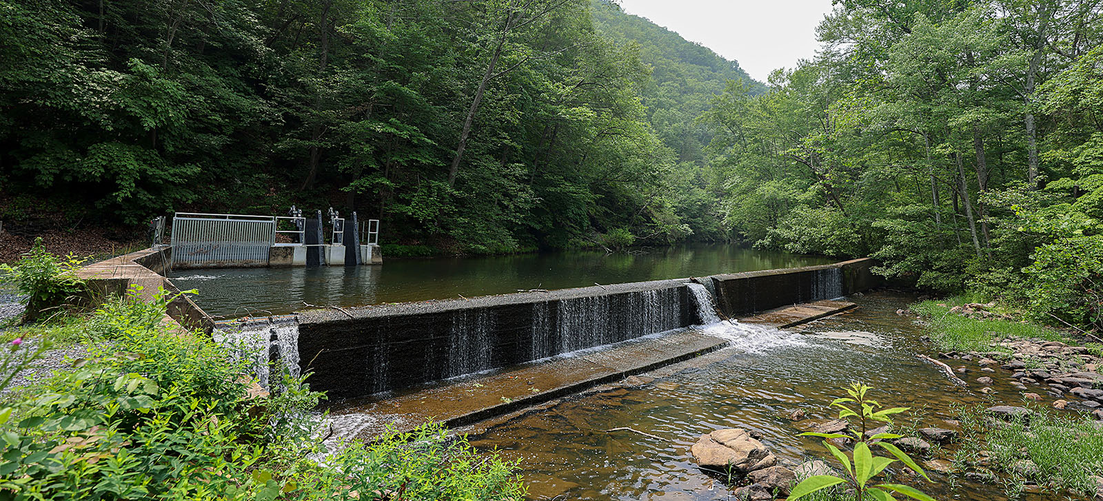 Un système de prise d'eau nouvellement installé élimine les débris de l'eau de Passage Creek avant qu'elle ne s'écoule dans les tambours de filtration.