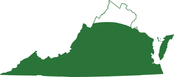 Une image de la carte de l'aire de répartition de la salamandre à deux lignes du sud. On la trouve dans toutes les régions de la Virginie, à l'exception des points les plus septentrionaux.