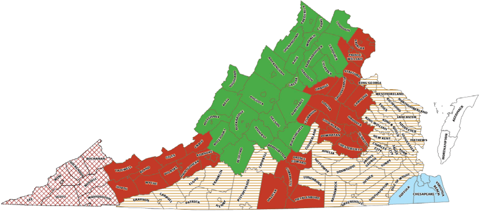 A map of Virginia's bear hunting seasons