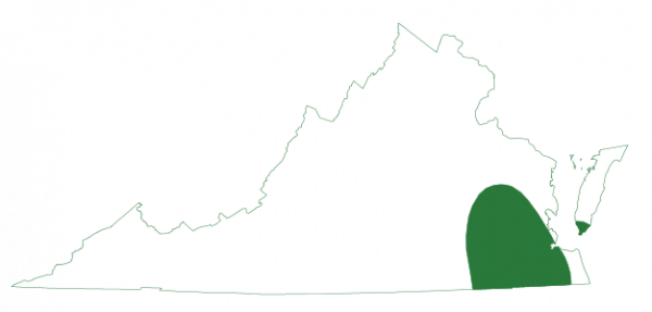 Carte de l'aire de répartition de la rainette faux-grillon de Brimley