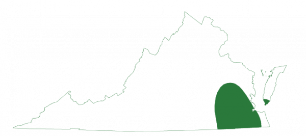 La grenouille léopard du littoral moyen-atlantique ne se trouve que dans les plaines inondables du bas de l'est de la Virginie.